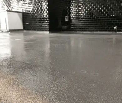 Epoxy flooring being applied