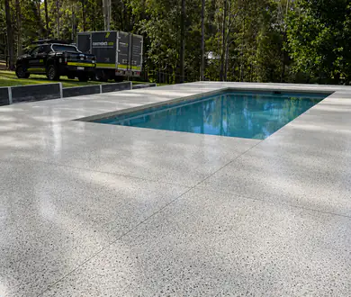 Pool surround being finished
